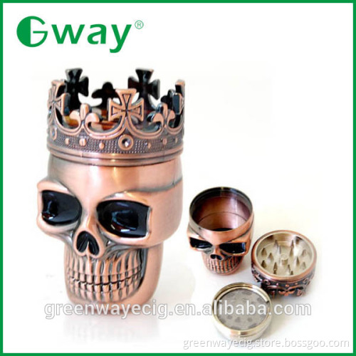 Unique design king skull shape metal herb grinder weed / spices skull grinder wholesale